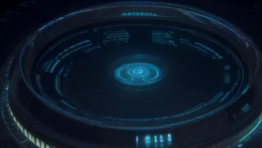 Futuristic 3D infographic showing a circular loop of glowing money flowing from a large GPU chip to a data center and back, with rotating dollar signs and circuit patterns, dark navy tech background, high detail digital finance concept art