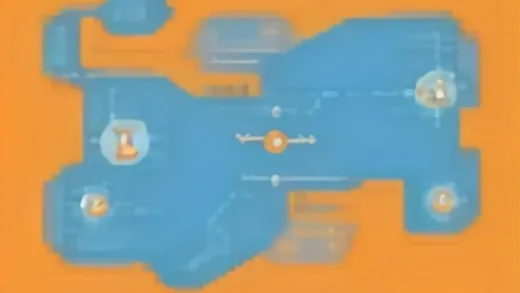 Illustration of a Korean government small business support fund announcement showing two pathway arrows labeled general and innovative, digital technology and growth icons, friendly flat design style, blue and orange color scheme, clean white background